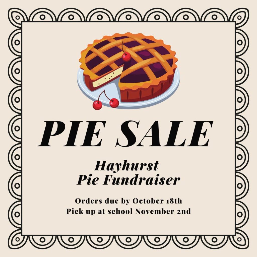 Flier for the Pie Sale. Click to open the online order form.